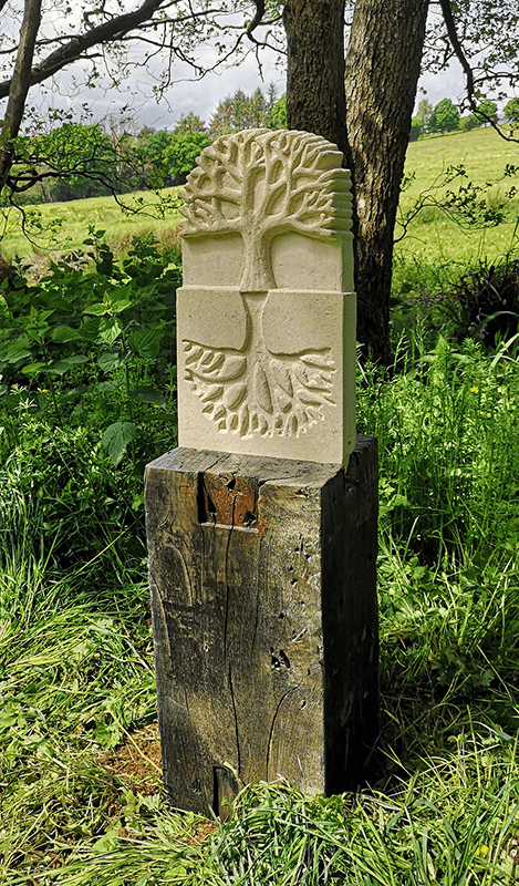 tree roots plinth stone carving